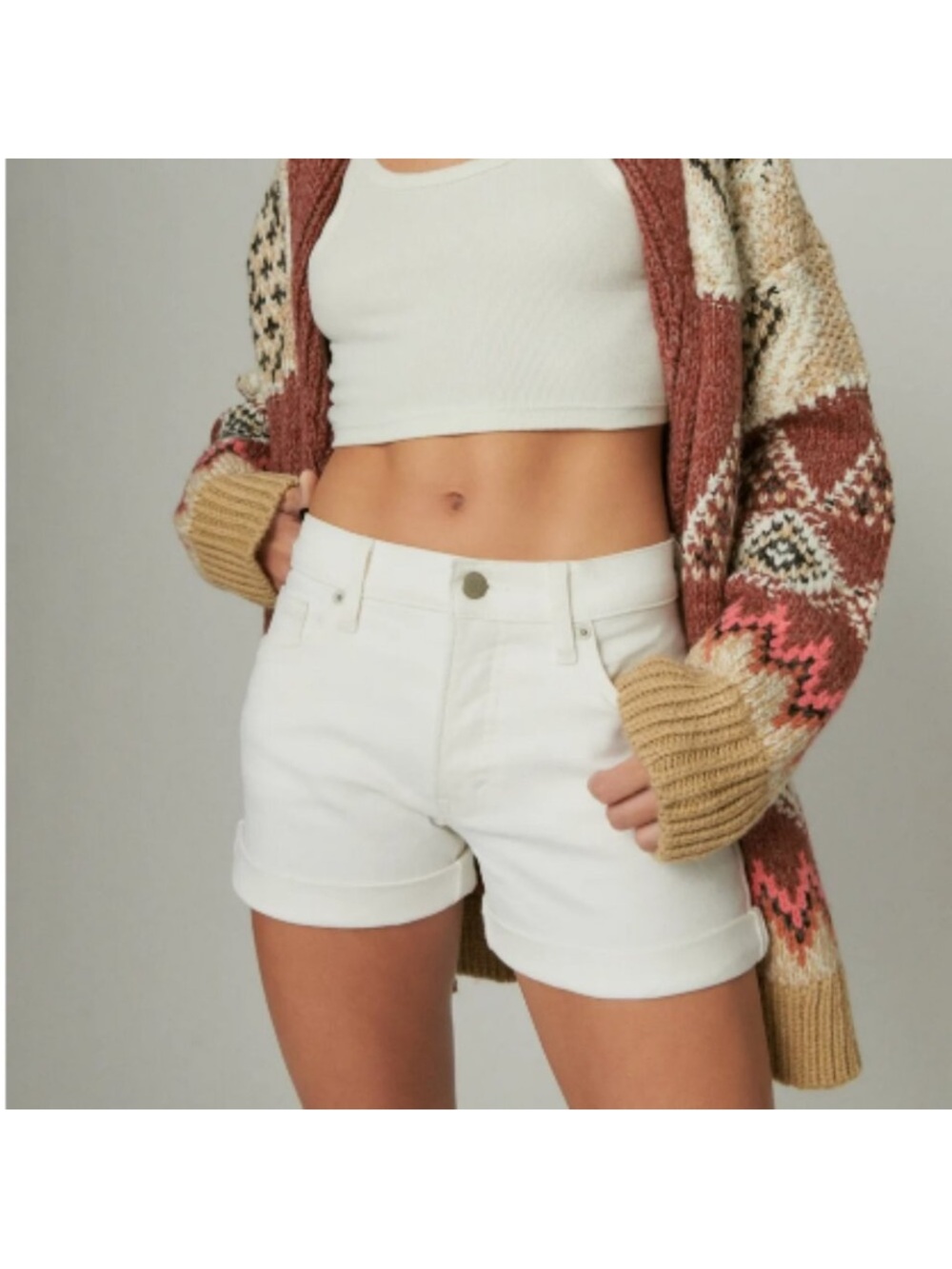 #716 Lucky Brand NWT White High-Waist Cuffed Women's Shorts